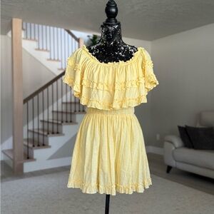 MABLE Yellow Ruffled Sequin Dress